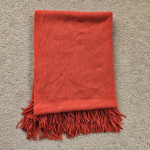 NWOT Large Rusty Orange Fringe Scarf Soft - Picture 5 of 7